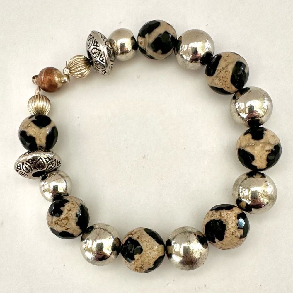 Tortoise agate beaded bracelet